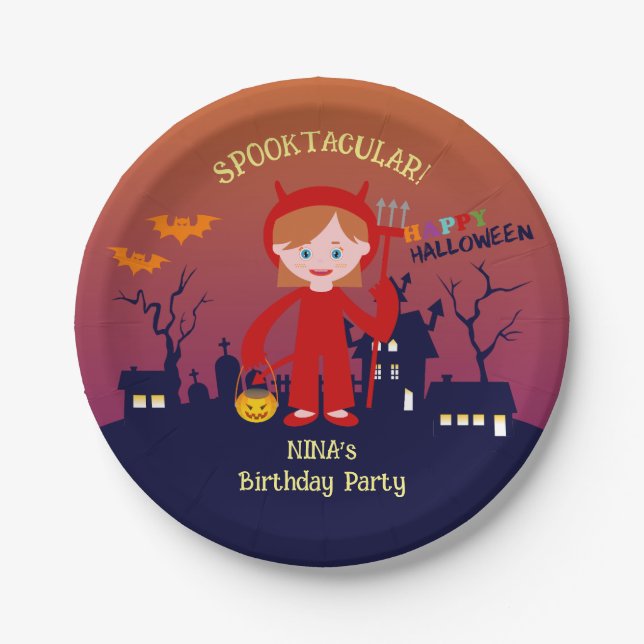 Halloween Costume Girl Birthday Party  Paper Plates (Front)