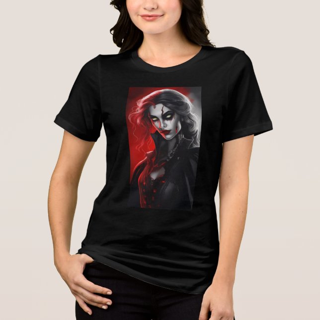 Halloween costume Gothic Vampire comic art girls Tri-Blend Shirt (Front)