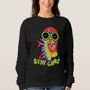 Halloween Costume Groovy Ghost Stay Ghoul Tie Dye Sweatshirt