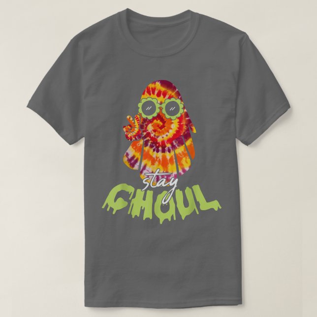 Halloween Costume Groovy Ghost Stay Ghoul Tie Dye  T-Shirt (Design Front)