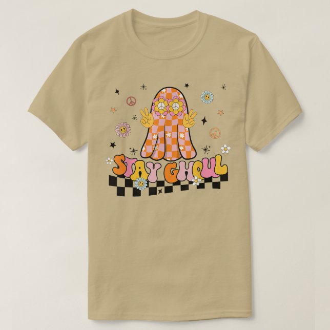 Halloween Costume Groovy Ghost Stay Ghoul Tie Dye  T-Shirt (Design Front)