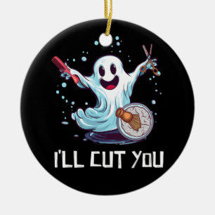 Halloween Costume Hairdresser Ghost Hairstylist I' Ceramic Ornament