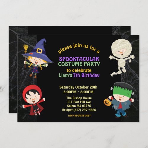 Halloween Costume Kid Birthday Party Invitation