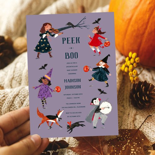 Halloween costume kids babyshower invitation