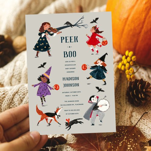 Halloween costume kids babyshower invitation