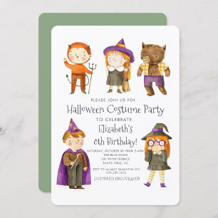 Halloween Costume Kids Birthday Party Invitation