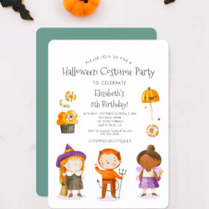 Halloween Costume Kids Birthday Party Invitation