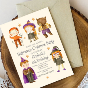 Halloween Costume Kids Birthday Party Invitation