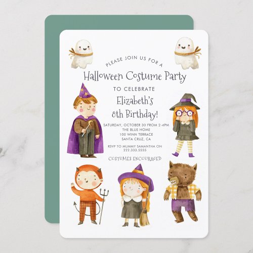 Halloween Costume Kids Birthday Party Invitation