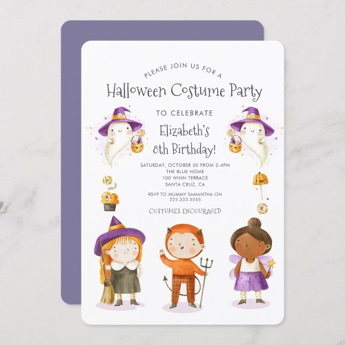 Halloween Costume Kids Birthday Party Invitation