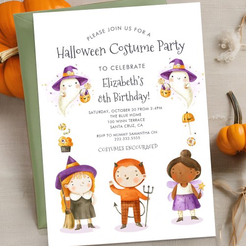 Halloween Costume Kids Birthday Party Invitation