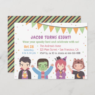 Halloween Costume Kids Birthday Party Invitations
