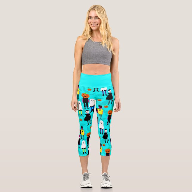 halloween costume kids mime bats  capri leggings (Front)