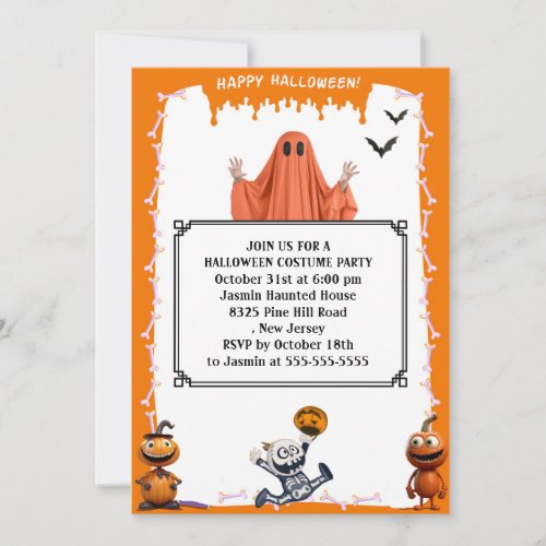 halloween costume kids party invitation