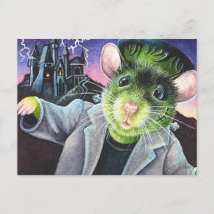 Halloween Costume Monster Mouse Watercolor Art Postcard