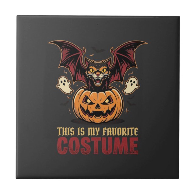 Halloween Costume Monster Pumpkin Gothic Vector De Ceramic Tile (Front)
