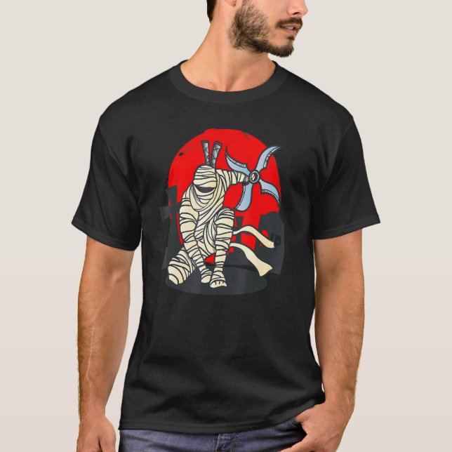 Halloween Costume Ninja Mummy Ninja  Soldier T-Shirt (Front)