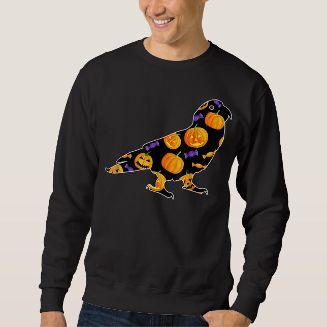 Halloween Costume Parrot Pumpkin Candy T-Shirt Sweatshirt (Front)