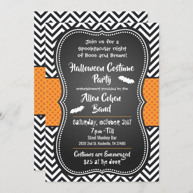 Halloween Costume Party Bar Event Invitation (Front/Back)