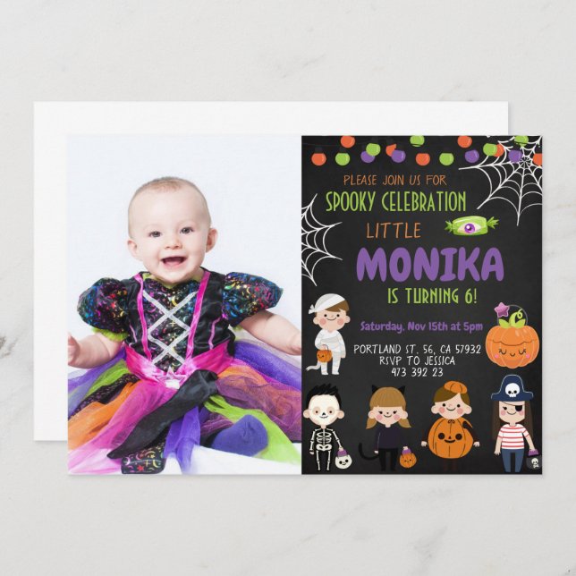 Halloween Costume party Birthday Invitation  (Front/Back)
