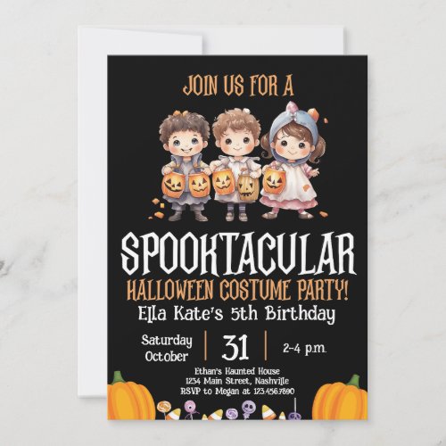 Halloween Costume Party Birthday Kids Party Invitation