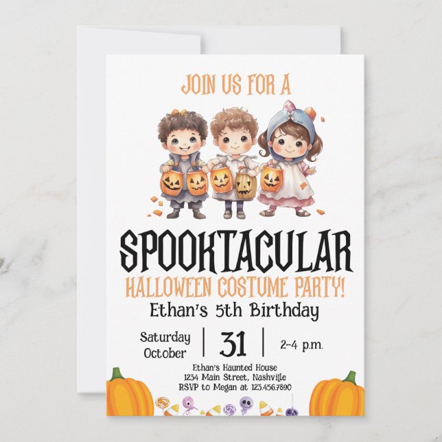 Halloween Costume Party Birthday Kids Party Invitation (Front)