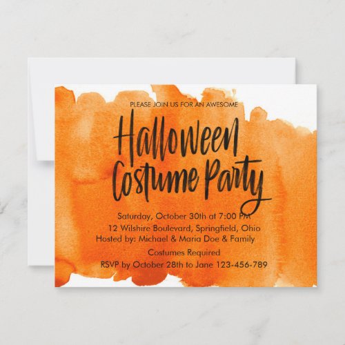 Halloween Costume Party Brush Pen Lettering Invitation