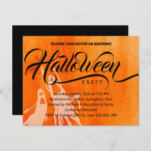 Halloween Costume Party Calligraphy Style Letters Invitation