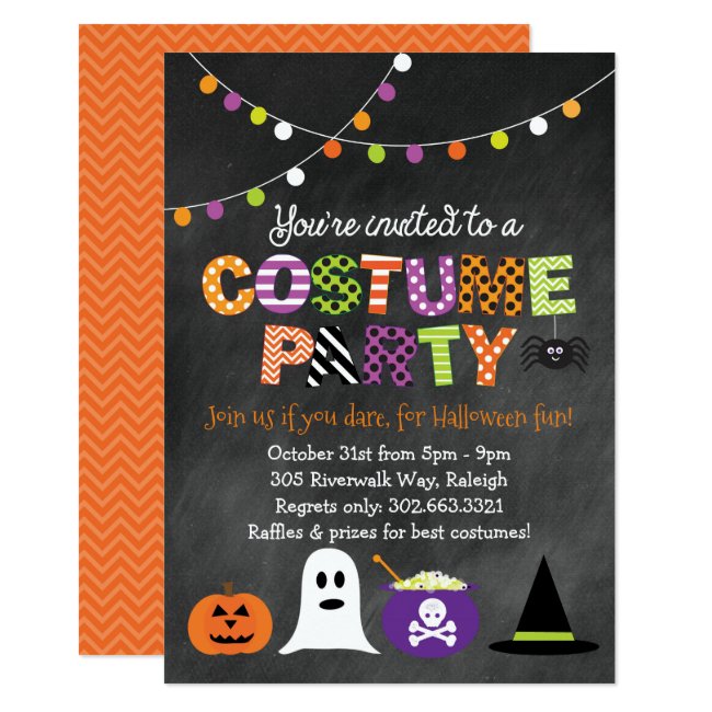 Halloween Costume Party Chalkboard Invitation
