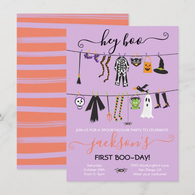 Halloween Costume Party Clothesline invitation (Front/Back)