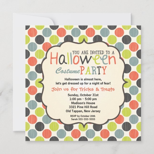 Halloween Costume Party Colorful and Fun Invitation (Front)