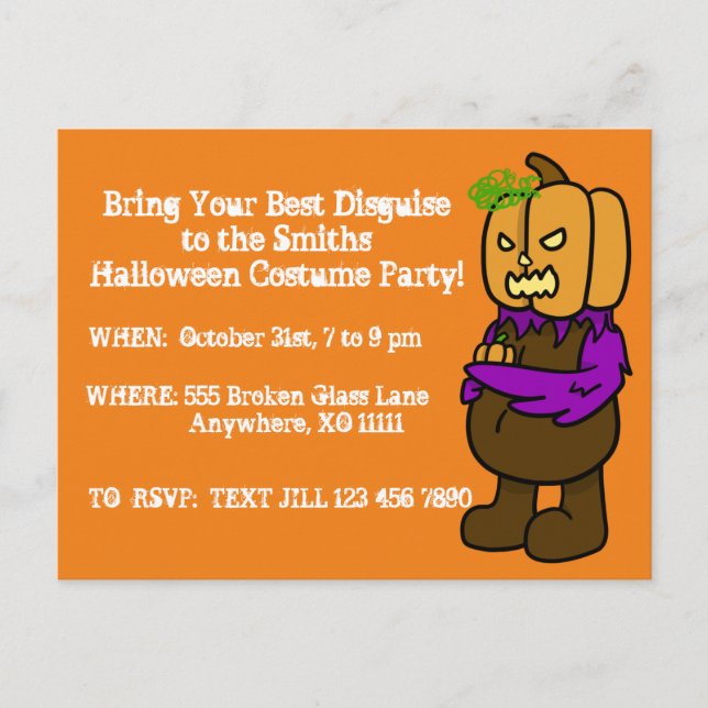 Halloween Costume Party Customizable Invitation Postcard (Front)
