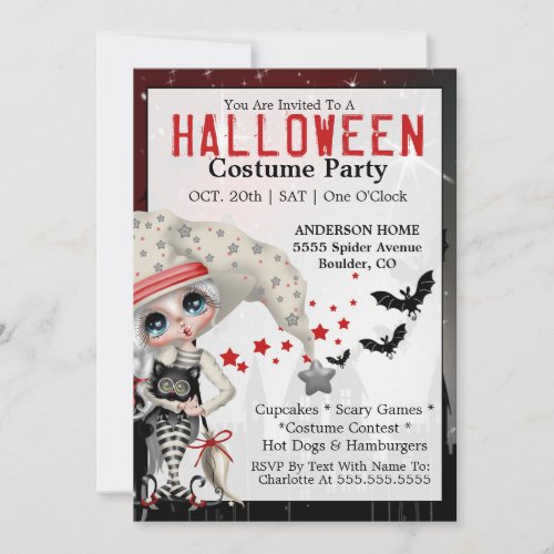 Halloween Costume Party _ Cute Blonde Witch Invitation