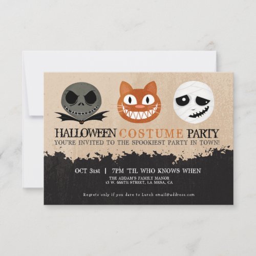 Halloween Costume Party Cute Masks Invitation