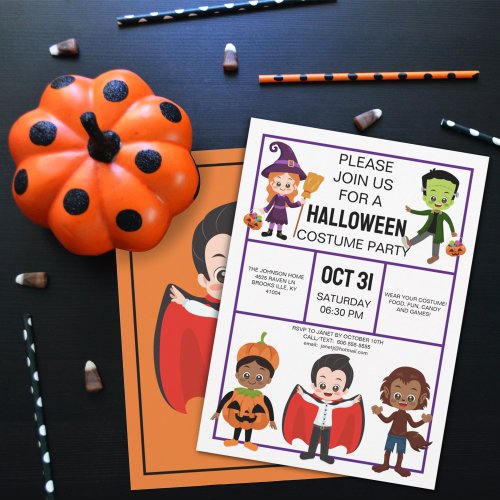 Halloween Costume Party for Kids Custom Invitation