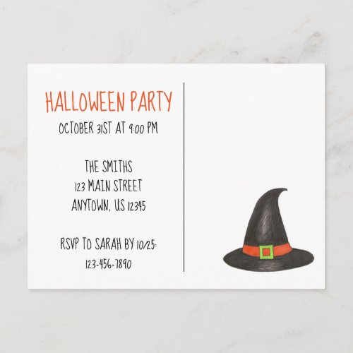 Halloween Costume Party Ghost Witch Pumpkin Bat Invitation Postcard