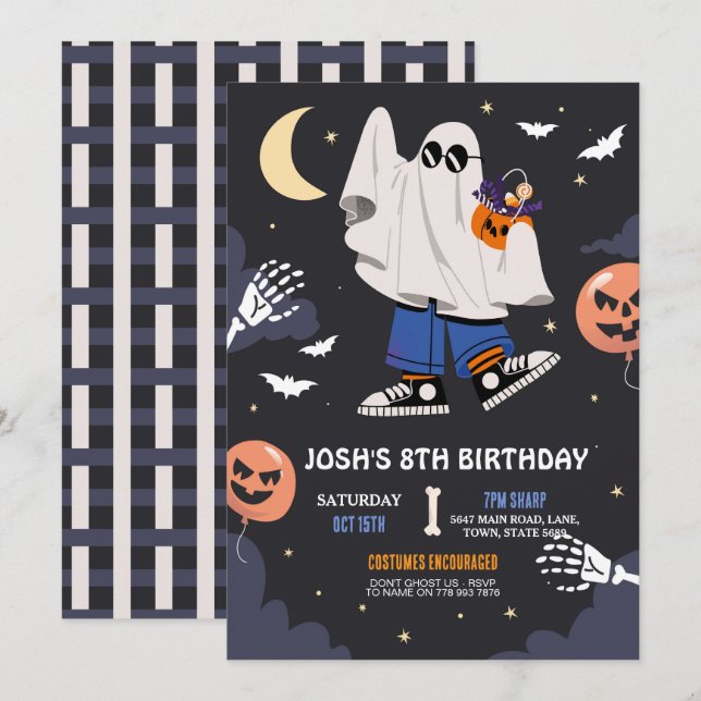 Halloween Costume Party Ghosts Boys Teens Invitation (Front/Back)
