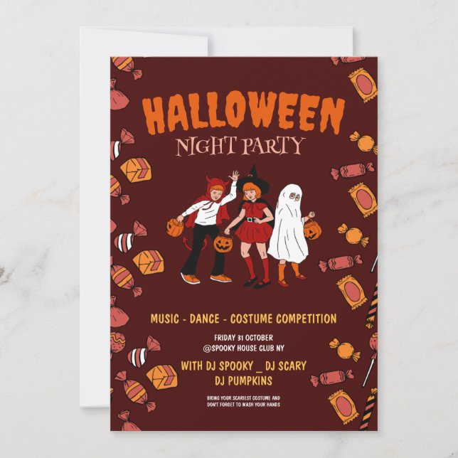 Halloween costume party, Halloween Night  Invitation (Front)