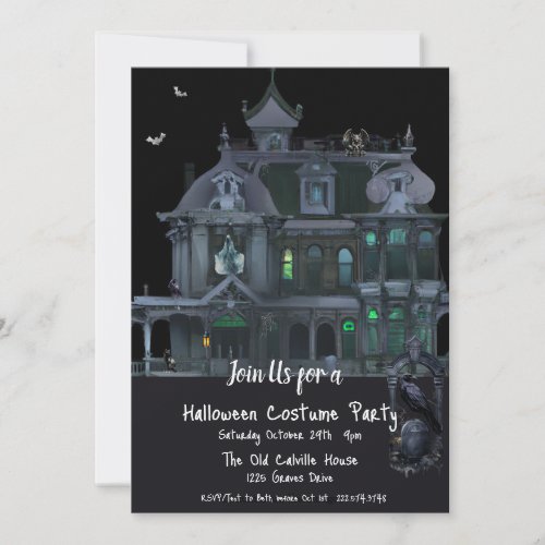  Halloween  Costume Party Haunted House Invitation
