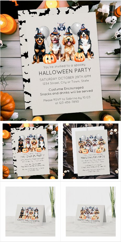 Halloween Costume Party Invitation and Accessories