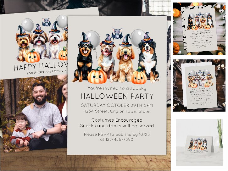 Halloween Costume Party Invitation and Accessories