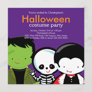 Halloween Costume Party Invitation Cute Monsters