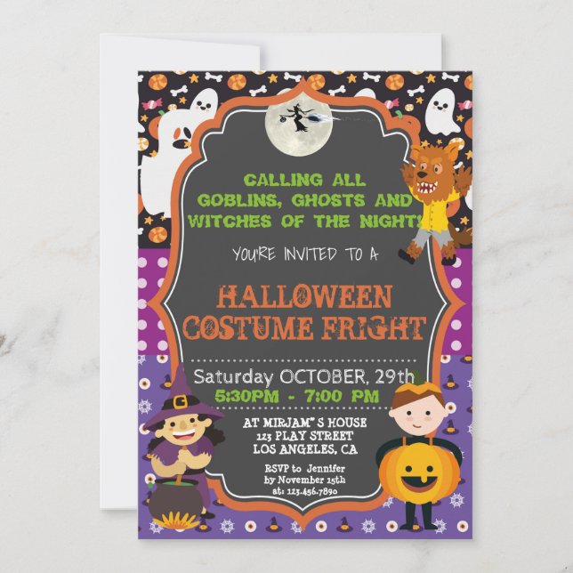 HALLOWEEN COSTUME PARTY INVITATION |KIDS HALLOWEEN (Front)