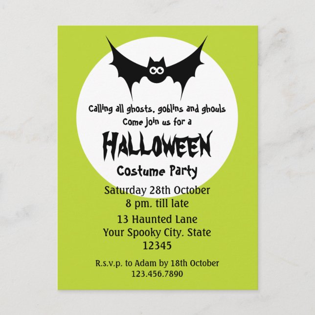 Halloween Costume Party Invitation Postcard (Front)
