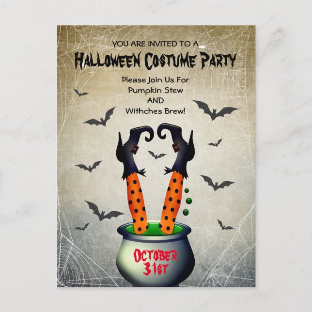 Halloween Costume Party Invitation Postcard (Front)