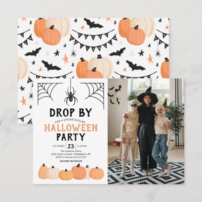 Halloween Costume Party Invitation with Photo (Front/Back)