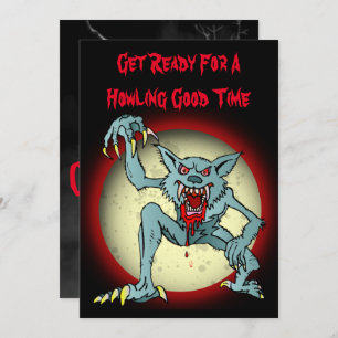 Halloween Costume Party Invitation with Werewolf