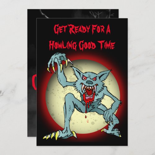 Halloween Costume Party Invitation with Werewolf 