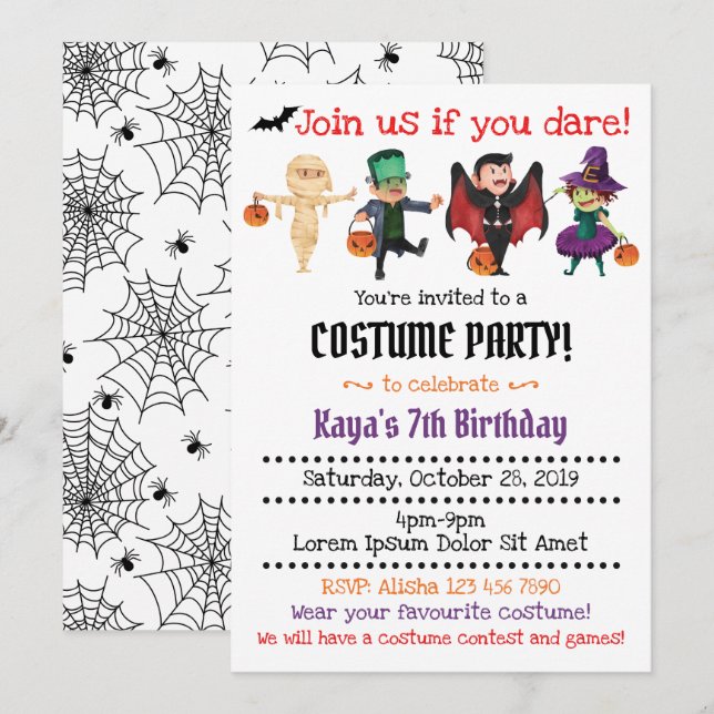 Halloween Costume Party Invitations (Front/Back)