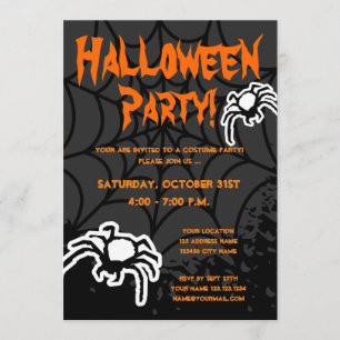 Halloween costume party invitations with spiderweb